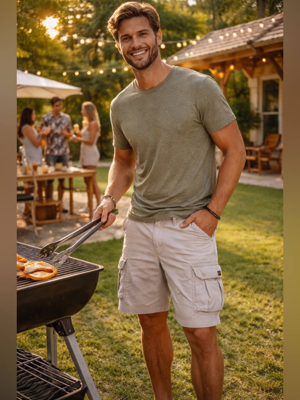 Eddie Bauer Khaki Cargo Shorts Men’s 38 Cotton Utility Outdoor Casual